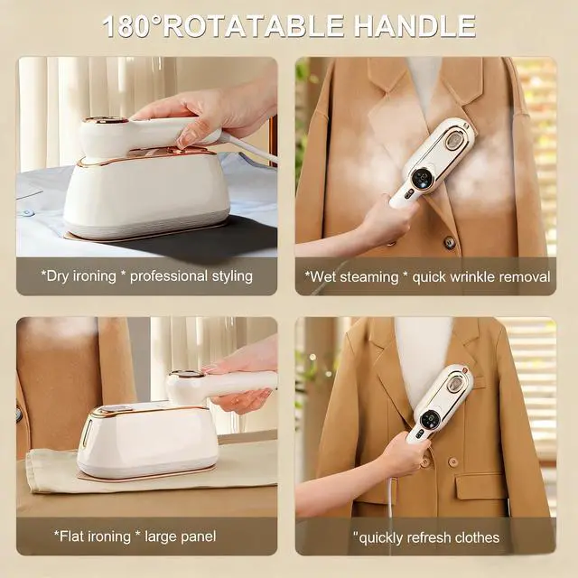 Alt view image 7 of 7 - Travel Steamer for Clothes Portable, 1200W Handheld mini travel Steam Iron 4 Mode with LCD Displa Powerful Wrinkle Remover, Garment Steamer for Home, Dorm, Travel 120V