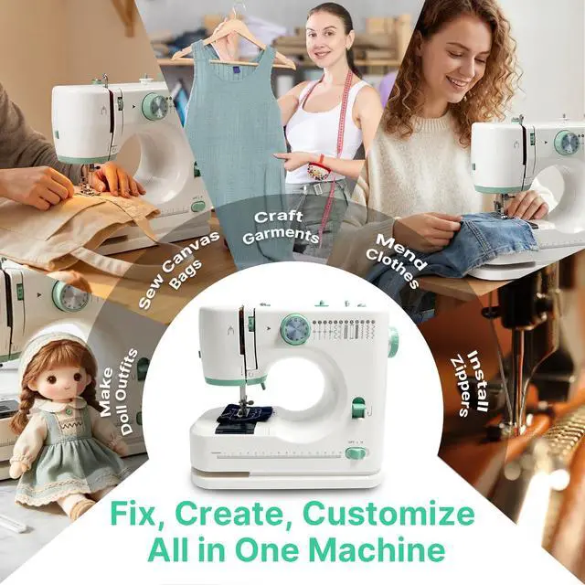 Alt view image 7 of 7 - Sewing Machine for Beginners, 12 Built-In Stitches, 2-Speed Portable Mini Sewing Machine with 48Pcs Accessory Kit, Foot Pedal, Storage Drawer for Home DIY, Mending & Crafting