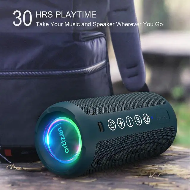 Alt view image 4 of 7 - Ortizan Portable Bluetooth Speaker: IPX7 Waterproof, 24W Loud Sound, Deep Bass, Bluetooth 5.3, LED Lights, Wireless Stereo Pairing, 30H Playtime, for Home/Outdoor/Party/Beach, Birthday Gift (Blue)