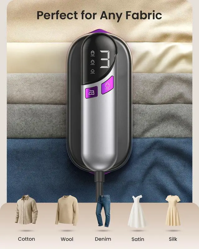 Alt view image 5 of 7 - LOXP 2-in-1 Handheld Steamer and Iron for Clothes, 1000W, 9s Fast Heat-Up | Travel Steamer with Ceramic Soleplate, Leak-Proof 170mL Tank, Self-Clean, Portable Wrinkle Remover for Home & Travel, 120V