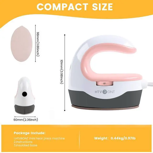 Alt view image 3 of 5 - HTVRONT Mini Heat Press Machine, Mini Iron for Crafts | Small but mighty, Heats Up Quickly, Portable Iron Press for Fuse Beads, T Shirts, Hats and Heating Transfer Projects