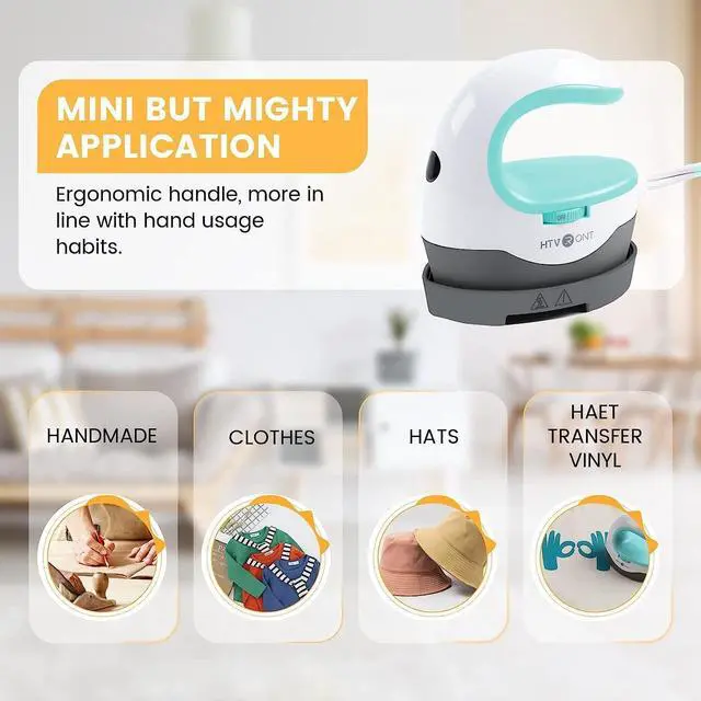 Alt view image 4 of 5 - HTVRONT Mini Heat Press Machine, Mini Iron for Crafts | Small but mighty, Heats Up Quickly, Portable Iron Press for Fuse Beads, T Shirts, Hats and Heating Transfer Projects