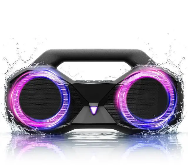 Main image of OZJ Bluetooth Speaker Outdoor Loud: 80W(Peak) with Bass, Portable Wireless Speaker with IPX7 Waterproof, 20H Playtime, RGB Lights, TWS for Outside, Beach, Work (Black)