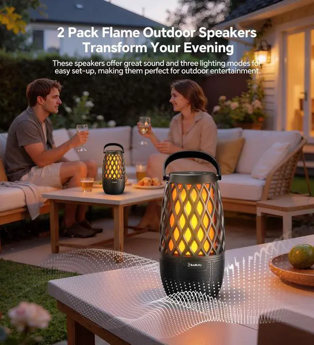 Alt view image 2 of 7 - Outdoor Speakers Gifts for Men Bluetooth Speaker with Lights Multi-Sync up to 100 Speakers Auto-Pairing HD Stereo Sound Cool Stuff House Warming Gifts IPX5 Waterproof Lantern for Camp|Patio|Pool|Yard