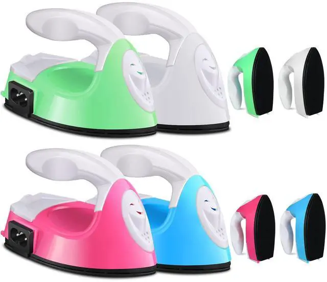 Main image of Zhehao 4 Pcs Mini Craft Iron Mini Heat Press Small Iron 3.94 x 2.36 x 2.56 Portable Heat Transfer Machine with Charging Base Accessory for Fuse Bead Patch Clothe DIY Transfer Vinyl