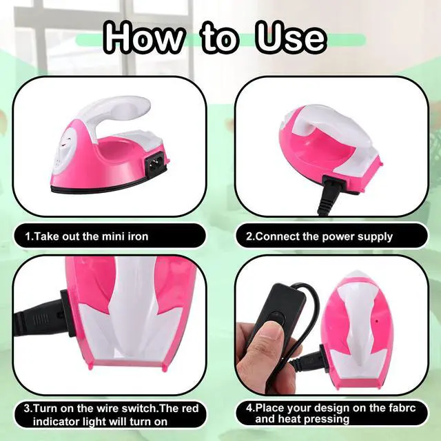Alt view image 5 of 7 - Zhehao 4 Pcs Mini Craft Iron Mini Heat Press Small Iron 3.94 x 2.36 x 2.56 Portable Heat Transfer Machine with Charging Base Accessory for Fuse Bead Patch Clothe DIY Transfer Vinyl