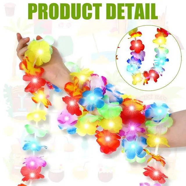 Alt view image 4 of 6 - 35.43ft Light up Hawaiian Flower Lei Garland Tropical Hawaiian Garland LED Lighted Luau Party Flower Banner for Luau Summer Beach Party Decorations