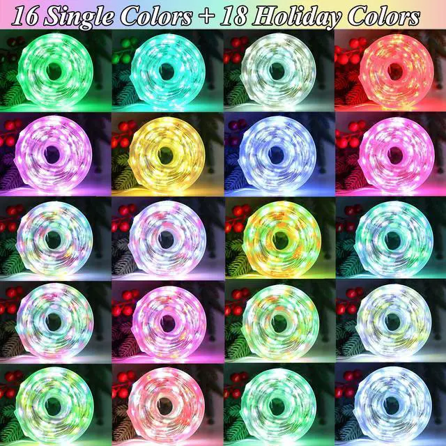 Alt view image 2 of 7 - Lovelite Fairy Lights 34 Colors Changing, 2 Pack Total 66FT 200LED Christmas String Lights Battery Operated USB Plug in, Waterproof Twinkle Lights with Remote for Indoor Outdoor Xmas Wedding Party