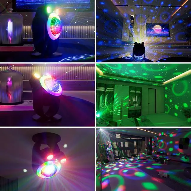Alt view image 3 of 6 - Party Lights DJ Disco Light Disco Ball Lights with Star Projector Sound Activated Strobe for Parties, Bar, Birthday, Wedding, DJ, Pub, Holiday, Event Live Show, Christmas, Living Room, Decorations
