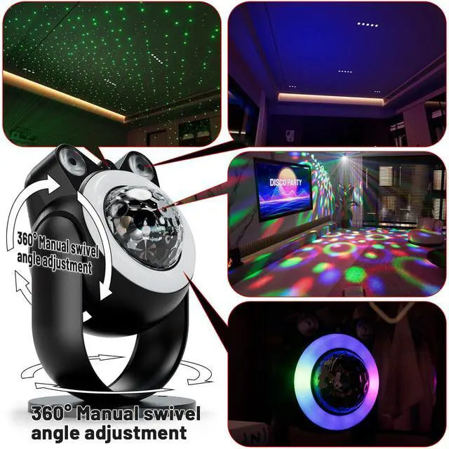 Alt view image 4 of 6 - Party Lights DJ Disco Light Disco Ball Lights with Star Projector Sound Activated Strobe for Parties, Bar, Birthday, Wedding, DJ, Pub, Holiday, Event Live Show, Christmas, Living Room, Decorations