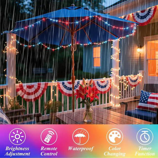 Alt view image 7 of 7 - Lovelite Fairy Lights 34 Colors Changing, 2 Pack Total 66FT 200LED Christmas String Lights Battery Operated USB Plug in, Waterproof Twinkle Lights with Remote for Indoor Outdoor Xmas Wedding Party