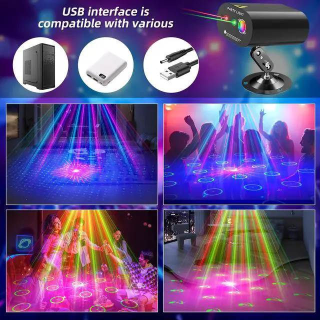 Alt view image 3 of 7 - DJ Disco Ball Party Lights with Sound-Activated Remote | Durable ABS RGB LED Strobe Stage Lighting, Light Projector for Xmas, Rave, Club, Bar, Home Room Decoration, DJ Stage Light.