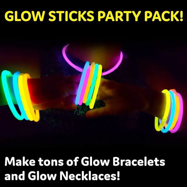 Alt view image 2 of 6 - PartySticks Glow Sticks Party Supplies 100pk - 8 Inch Glow in the Dark Light Up Sticks Party Favors, Glow Party Decorations, Neon Party Glow Necklaces and Glow Bracelets with Connectors