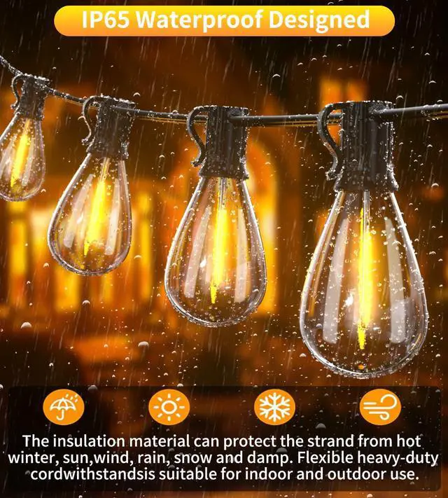 Alt view image 4 of 6 - Tenmiro 200FT Outdoor String Lights, Ultra Long LED Patio Lights with Shatterproof High Brightness S11 Edison Bulbs, Outside Hanging Light Waterproof for Backyard Deck Porch Party Decor 2700K