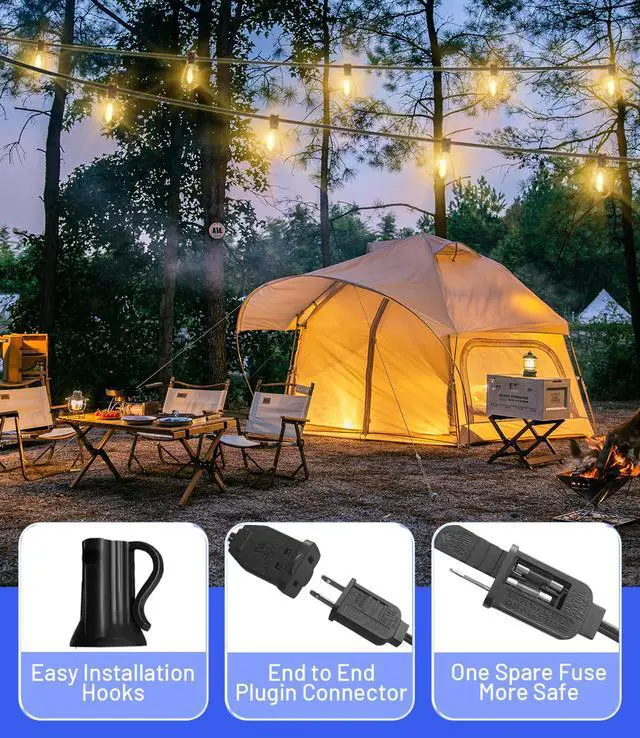 Alt view image 5 of 6 - Tenmiro 200FT Outdoor String Lights, Ultra Long LED Patio Lights with Shatterproof High Brightness S11 Edison Bulbs, Outside Hanging Light Waterproof for Backyard Deck Porch Party Decor 2700K