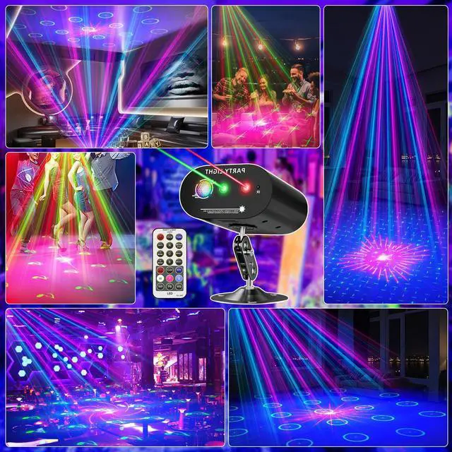 Alt view image 6 of 7 - DJ Disco Ball Party Lights with Sound-Activated Remote | Durable ABS RGB LED Strobe Stage Lighting, Light Projector for Xmas, Rave, Club, Bar, Home Room Decoration, DJ Stage Light.