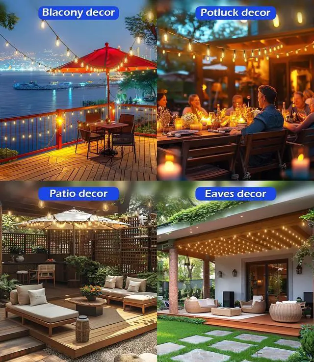 Alt view image 6 of 6 - Tenmiro 200FT Outdoor String Lights, Ultra Long LED Patio Lights with Shatterproof High Brightness S11 Edison Bulbs, Outside Hanging Light Waterproof for Backyard Deck Porch Party Decor 2700K
