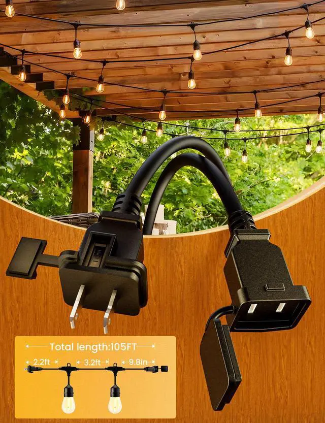 Alt view image 3 of 7 - Svater Outdoor String Lights Led, 105FT Commercial Grade Patio Lights with 1W Dimmable S14 Shatterproof Bulbs, Warm White and Weatherproof Strand - UL Listed Heavy-Duty Café Lights, Market Lights | Pa