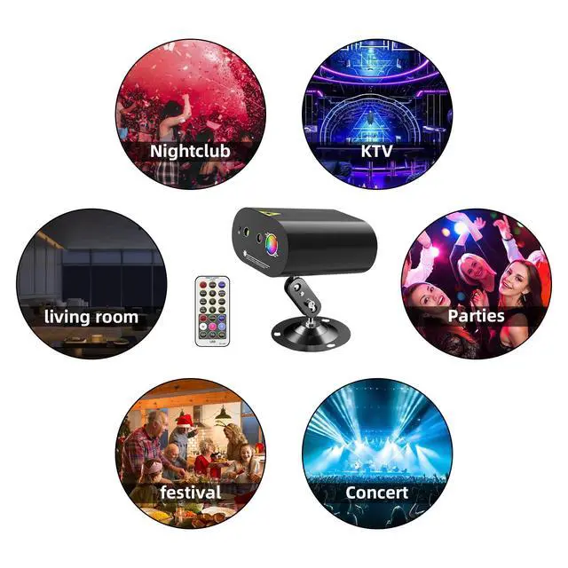 Alt view image 7 of 7 - DJ Disco Ball Party Lights with Sound-Activated Remote | Durable ABS RGB LED Strobe Stage Lighting, Light Projector for Xmas, Rave, Club, Bar, Home Room Decoration, DJ Stage Light.