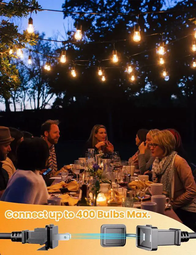 Alt view image 4 of 7 - Svater Outdoor String Lights Led, 105FT Commercial Grade Patio Lights with 1W Dimmable S14 Shatterproof Bulbs, Warm White and Weatherproof Strand - UL Listed Heavy-Duty Café Lights, Market Lights | Pa