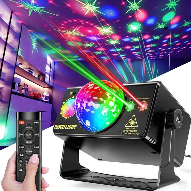 Main image of Party Lights DJ Disco Ball & LED Stage Strobe Light with Sound-Activated 10ft USB-C Cable,Remote,Disco Lights for Parties Indoor Use,Birthday,Dance,Clubs,Bar,Living Room,Weddings, Holidays Décor