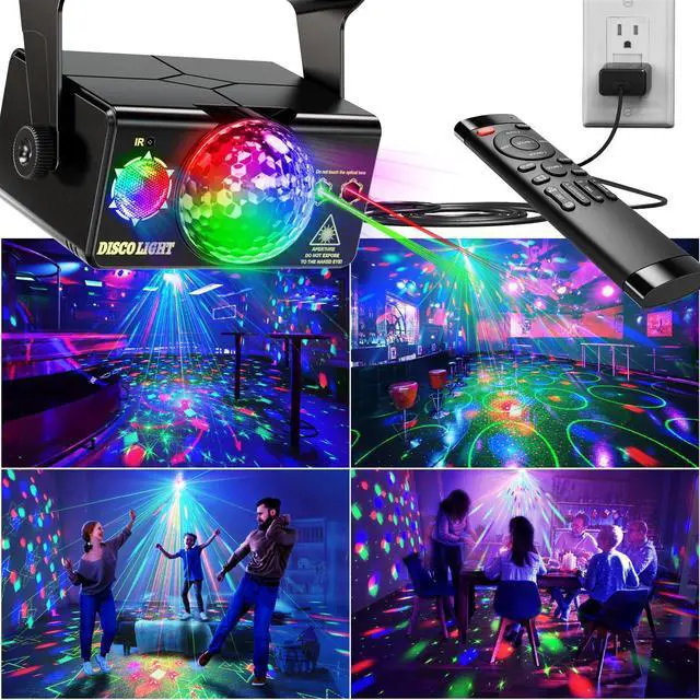 Alt view image 2 of 6 - Party Lights DJ Disco Ball & LED Stage Strobe Light with Sound-Activated 10ft USB-C Cable,Remote,Disco Lights for Parties Indoor Use,Birthday,Dance,Clubs,Bar,Living Room,Weddings, Holidays Décor