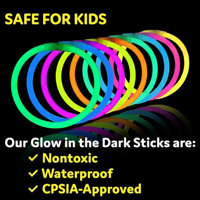 Alt view image 6 of 6 - PartySticks Glow Sticks Party Supplies 100pk - 8 Inch Glow in the Dark Light Up Sticks Party Favors, Glow Party Decorations, Neon Party Glow Necklaces and Glow Bracelets with Connectors