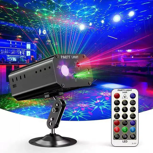 Main image of Party Lights Dj Disco Lights, Mini Strobe Stage Light Lighting Accessories Laser Llights Projector with Remote Control for Parties Bar Birthday Holiday Event Live Show Xmas Decorations Lights