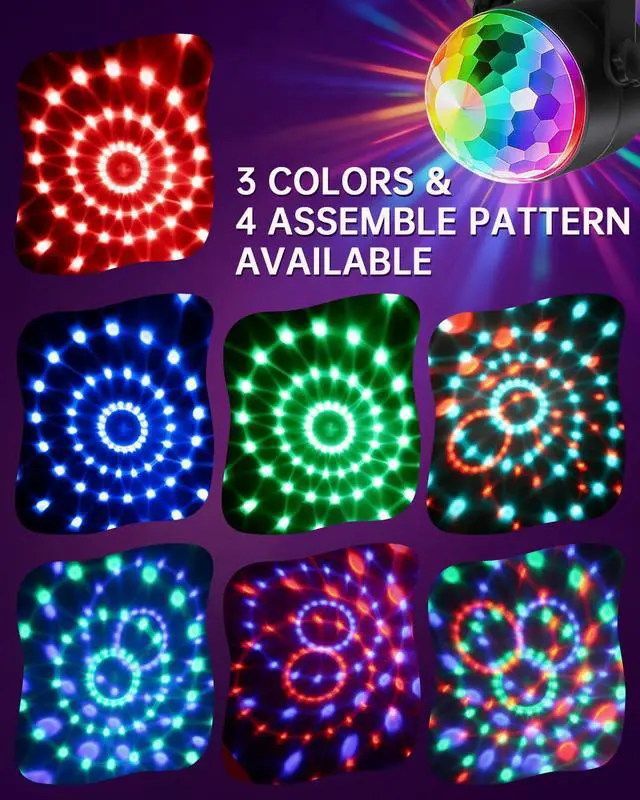 Alt view image 4 of 7 - 3-Pack Portable Sound Activated Party Lights, Battery Powered/USB | Strobe Light w/ Remote for Parties Karaoke Dancing Christmas Halloween Party Decorations Supplies for Home Room Indoor