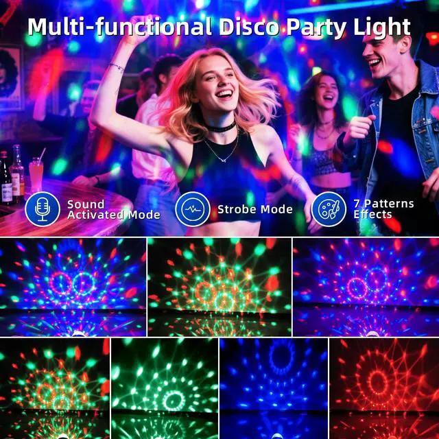 Alt view image 3 of 7 - 2-Piece Disco Ball Lights for Parties with Remote Control | Party Lights, DJ Strobe Lamp, luces para fiestas, Wedding Bars, KTV Karaoke/New Year's Eve Halloween Christmas Decor.