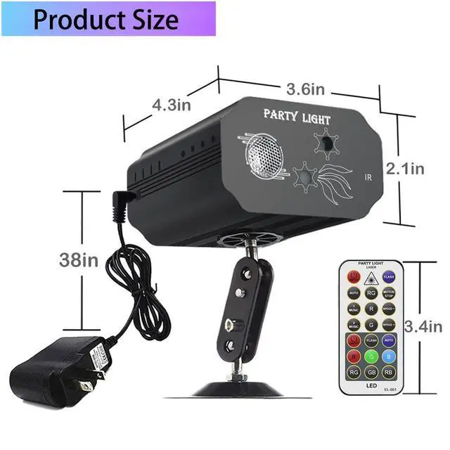 Alt view image 4 of 7 - Party Lights Dj Disco Lights, Mini Strobe Stage Light Lighting Accessories Laser Llights Projector with Remote Control for Parties Bar Birthday Holiday Event Live Show Xmas Decorations Lights