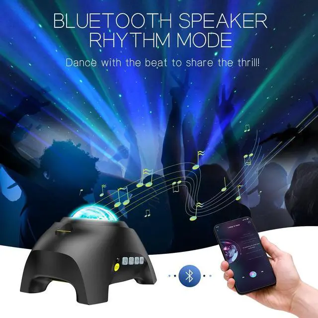 Alt view image 4 of 7 - Northern Galaxy Light Aurora Projector with 33 Light Effects, Night Lights LED Star Projector for Bedroom Nebula Lamp, Remote Control, White Noises, Bluetooth Speaker for Parties Black