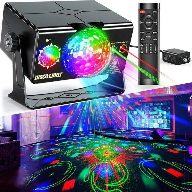 Main image of Party Lights Dj Disco Light Disco Ball Stage Strobe Lights LED Projector Sound Activated with Remote Control for Parties Xmas Club Bar Gift Birthday Rave Christmas Home Room Decoration
