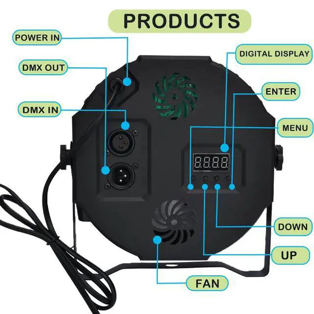 Alt view image 4 of 7 - Dj Lights, 36 LED RGB Par Light Stage Lights with Sound Activated Remote & DMX Control Uplights for Weddings KTV Disco Christmas Party Lighting(4Pack)