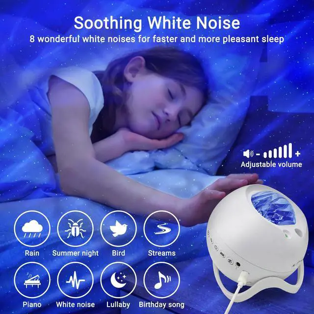 Alt view image 3 of 6 - Star Projector,Northern Lights Projector,with Bluetooth Speaker,White Noise | Remote Control,Night Light,for Game Room, Adults, Family Gatherings,Galaxy Projector Bedroom