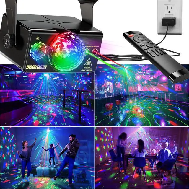 Alt view image 2 of 6 - Party Lights Dj Disco Light Disco Ball Stage Strobe Lights LED Projector Sound Activated with Remote Control for Parties Xmas Club Bar Gift Birthday Rave Christmas Home Room Decoration