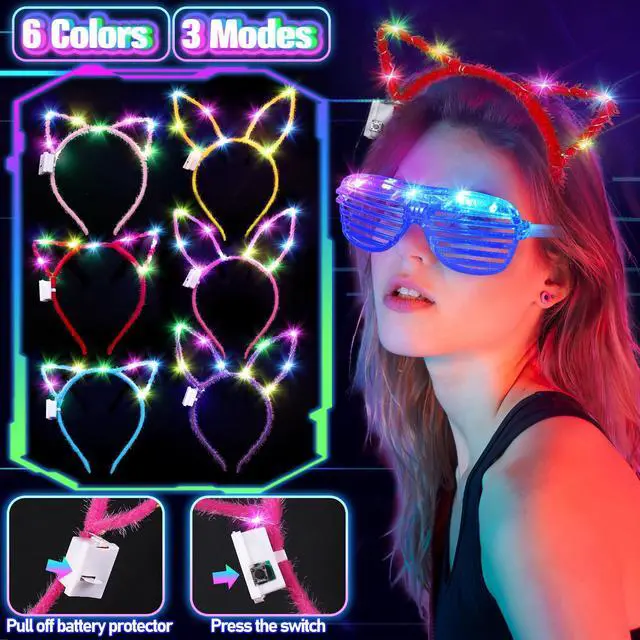 Alt view image 5 of 7 - TSDATOWR 150Pcs Glow in the Dark Party Supplies for Kids and Adults | 100 Glow Sticks, Light Up Glasses, Headbands, Rings, DIY Necklaces and Bracelets for Birthday, Halloween, Neon Party Fun