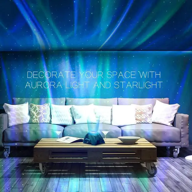 Alt view image 7 of 7 - Northern Galaxy Light Aurora Projector with 33 Light Effects, Night Lights LED Star Projector for Bedroom Nebula Lamp, Remote Control, White Noises, Bluetooth Speaker for Parties Black