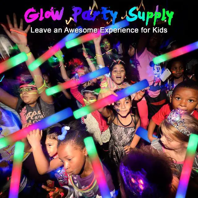 Alt view image 2 of 7 - wellent 64 Pack Foam Glow Sticks, Bulk LED Foam Sticks, Foam Light Up Sticks with 3 Mode Colorful Flashing, Glow Party Supplies, Glow Sticks Bulk Party Pack for Wedding, Birthday, Concert, Halloween