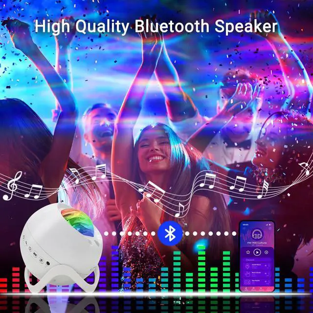 Alt view image 4 of 6 - Star Projector,Northern Lights Projector,with Bluetooth Speaker,White Noise | Remote Control,Night Light,for Game Room, Adults, Family Gatherings,Galaxy Projector Bedroom