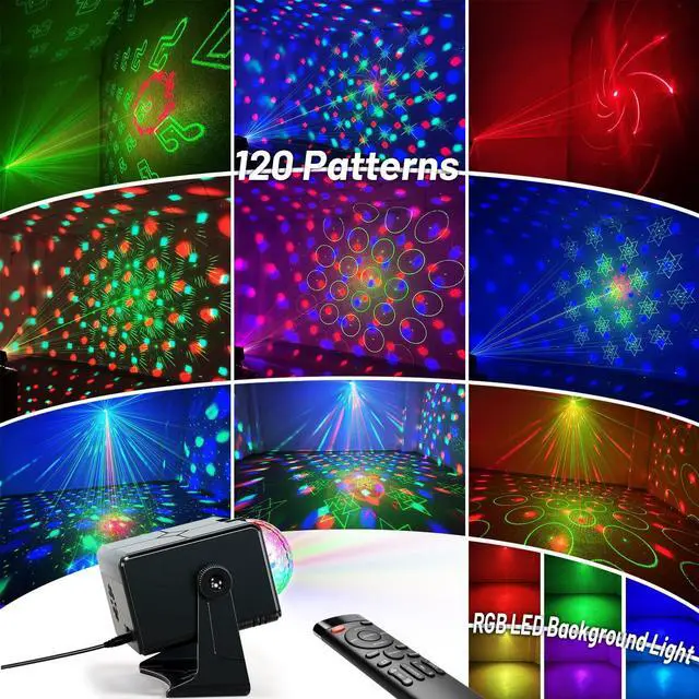 Alt view image 3 of 6 - Party Lights Dj Disco Light Disco Ball Stage Strobe Lights LED Projector Sound Activated with Remote Control for Parties Xmas Club Bar Gift Birthday Rave Christmas Home Room Decoration