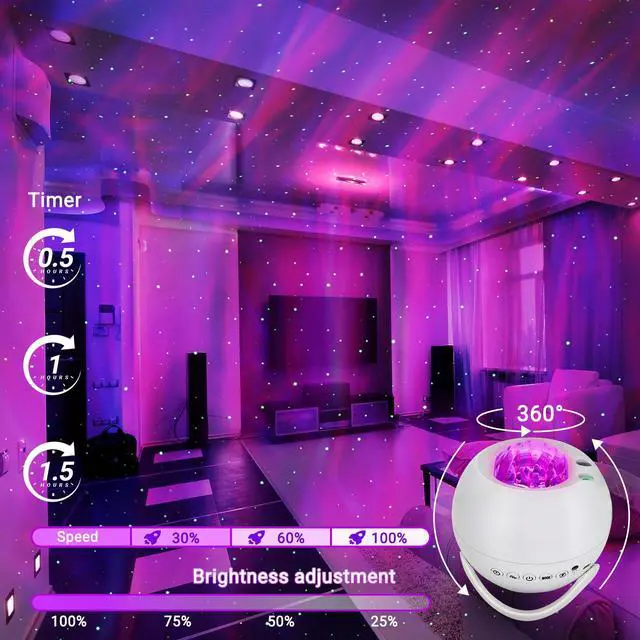 Alt view image 5 of 6 - Star Projector,Northern Lights Projector,with Bluetooth Speaker,White Noise | Remote Control,Night Light,for Game Room, Adults, Family Gatherings,Galaxy Projector Bedroom