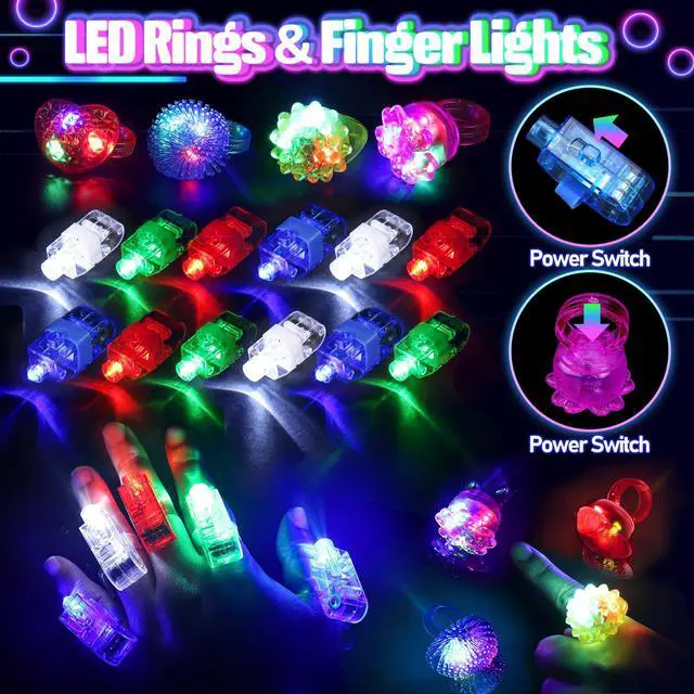Alt view image 6 of 7 - TSDATOWR 150Pcs Glow in the Dark Party Supplies for Kids and Adults | 100 Glow Sticks, Light Up Glasses, Headbands, Rings, DIY Necklaces and Bracelets for Birthday, Halloween, Neon Party Fun