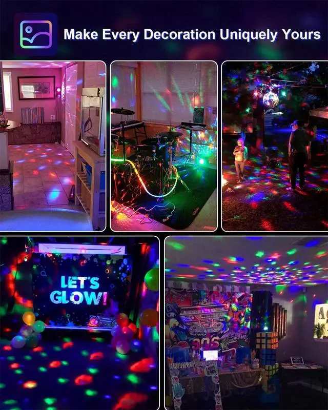 Alt view image 6 of 7 - 2-Pack Sound Activated Party Lights with Remote, Disco Ball Strobe | DJ Strobe Light for Home Room Dance Party Supplies White Elephant Gifts Birthday Christmas Halloween Party Decorations