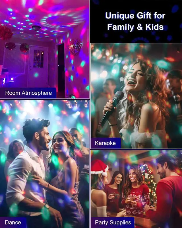 Alt view image 7 of 7 - 2-Pack Sound Activated Party Lights with Remote, Disco Ball Strobe | DJ Strobe Light for Home Room Dance Party Supplies White Elephant Gifts Birthday Christmas Halloween Party Decorations