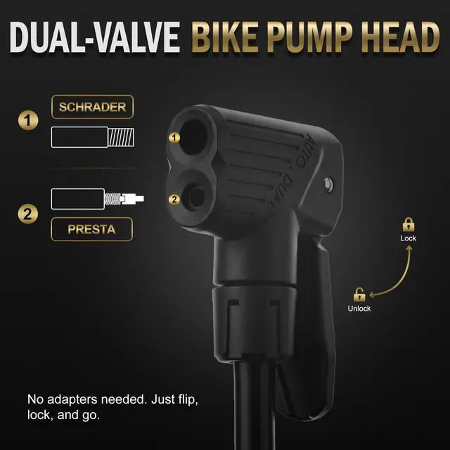 Alt view image 3 of 7 - Bike Floor Pump,Fits Schrader and Presta Valve,160 Psi Max | with Top-Mounted Gauge & Air Bleed Button, 25" Tall Stand Upright Inflator MTB Road Bicycles,Needles for Balls & Floats
