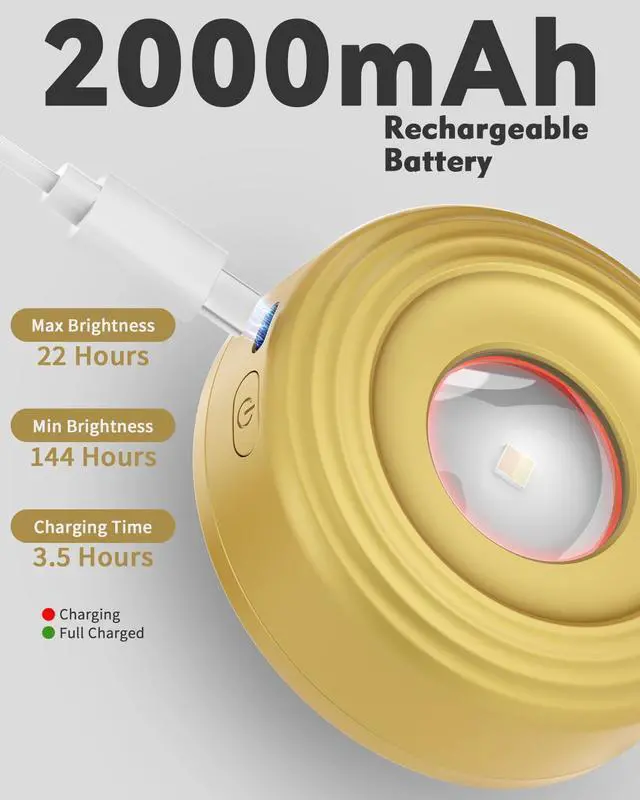 Alt view image 3 of 7 - 3.3" Picture Lights for Wall Spotlight, 2000mAh Rechargeable, 3Pack, Gold