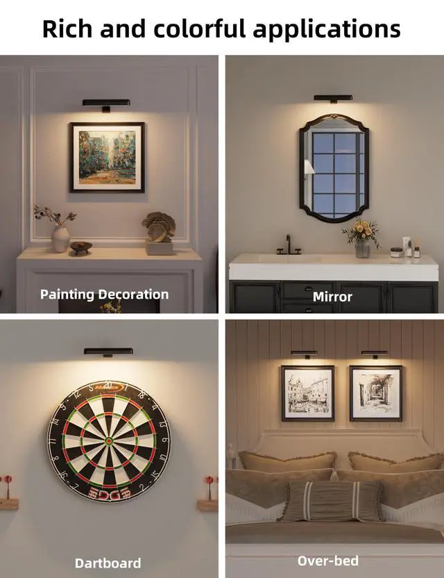Alt view image 6 of 7 - Picture Light for Wall, Cordless Rechargeable Picture Light, 3 Pack Black | 3 Color Temperatures Rechargable Picture Light Battery Operated, Cordless Picture Light with Remote, Art Light for Paintings