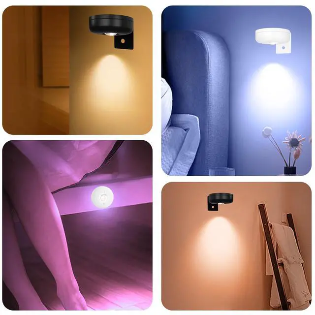 Alt view image 6 of 7 - Battery Operated Painting Light, Magnetic Picture Light with Remote Dimmable and Timer, 13 Color RGB Wall Decor Puck Lights,Art Display Light for Picture Frame Paintings 6 Black