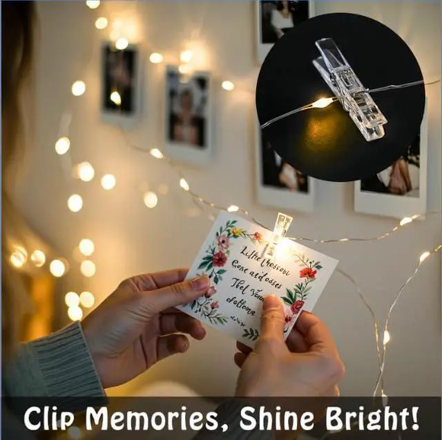 Alt view image 6 of 7 - Photo Clip String Lights 33FT 100 LED Fairy Lights Bedroom Dorm | 45 clear clips, remote, USB and battery powered design. Perfect for bedroom, dorm, party and memory wall decor
